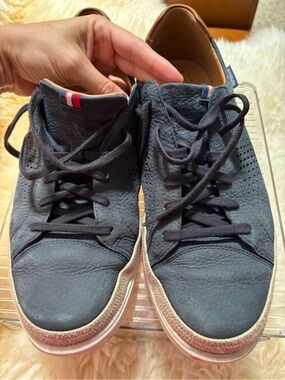 Mephisto Navy Perforated Leather Lace-Up Sneakers